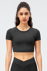 Cropped Raglan Sleeve Yoga Top - Shah S. Sahota